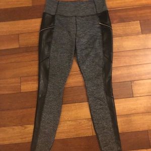 Athleta faux leather and herringbone leggings